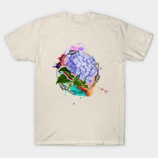 Hydrangeas and Arrows with Splash T-Shirt